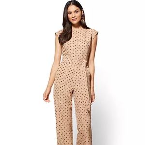 New York and company stretch polka dot jumpsuit